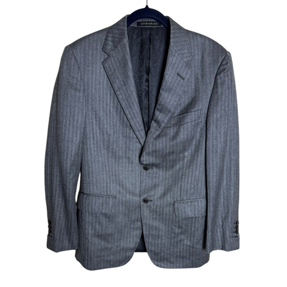 Astor & Black Loro Piana Sport Coat Herringbone Cashmere & Silk Blazer size 38S